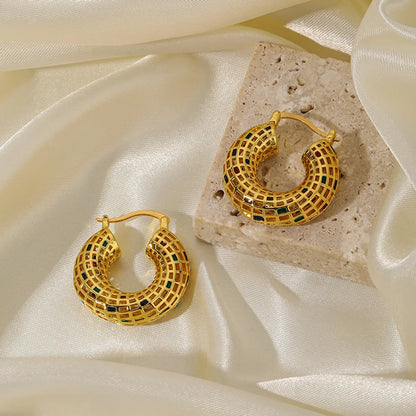 1 Pair Simple Style Color Block Painted Stoving Varnish Plating Copper 18k Gold Plated Earrings