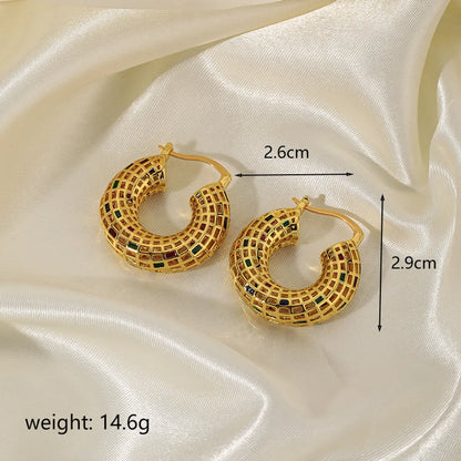 1 Pair Simple Style Color Block Painted Stoving Varnish Plating Copper 18k Gold Plated Earrings