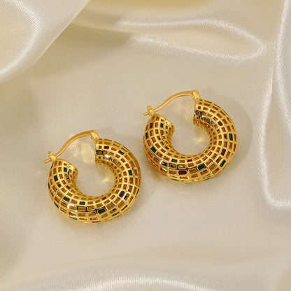 1 Pair Simple Style Color Block Painted Stoving Varnish Plating Copper 18k Gold Plated Earrings