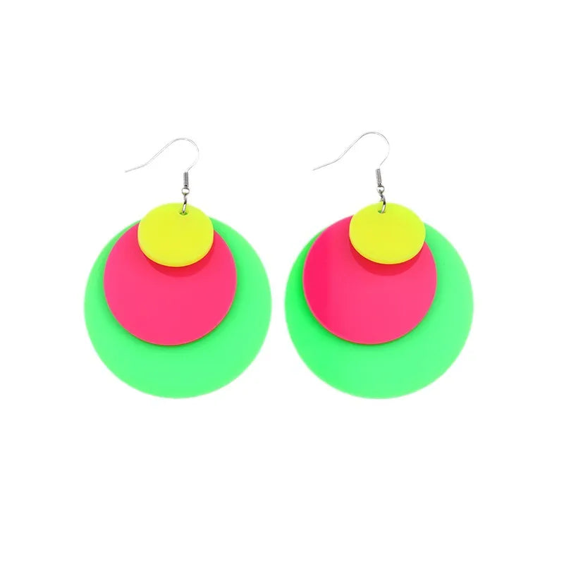 1 Pair Simple Style Color Block Patchwork Arylic Drop Earrings