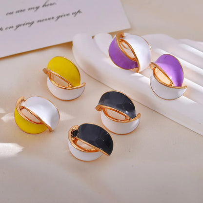 1 Pair Simple Style Color Block Plating Alloy Ear Studs