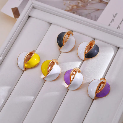 1 Pair Simple Style Color Block Plating Alloy Ear Studs