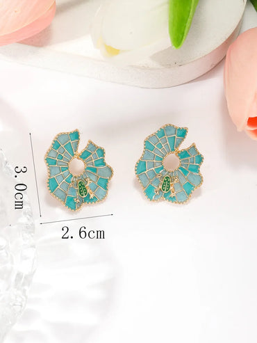 1 Pair Simple Style Color Block Plating Alloy Gold Plated Ear Studs