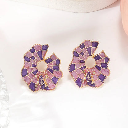 1 Pair Simple Style Color Block Plating Alloy Gold Plated Ear Studs