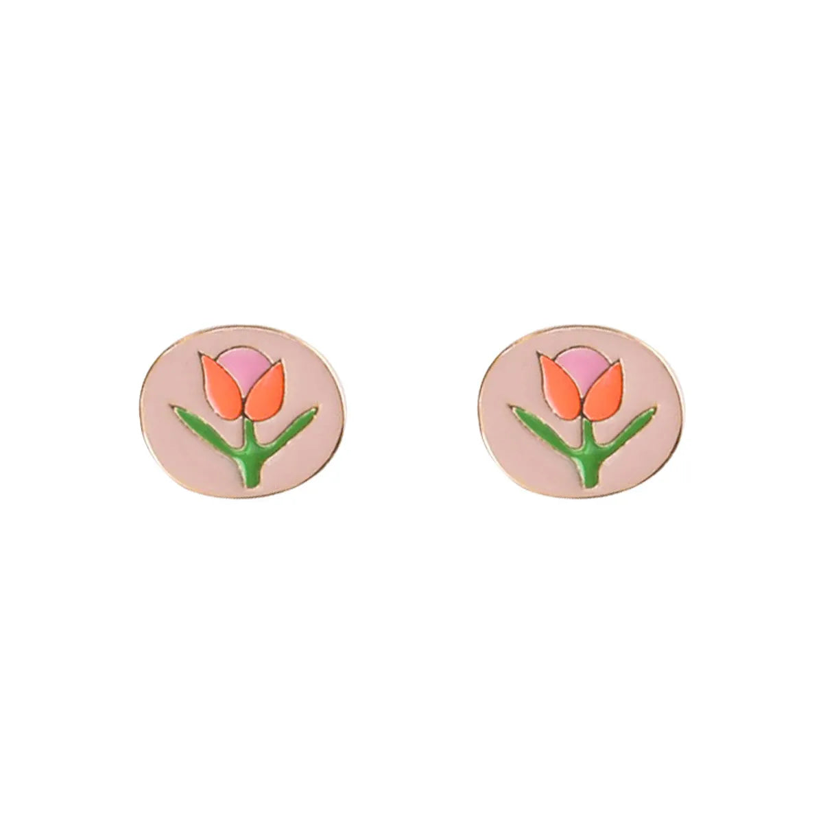 1 Pair Simple Style Color Block Plating Alloy Gold Plated Ear Studs