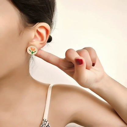 1 Pair Simple Style Color Block Plating Alloy Gold Plated Ear Studs