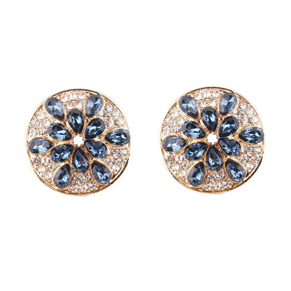 1 Pair Simple Style Color Block Plating Inlay Alloy Rhinestones Gold Plated Ear Studs