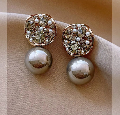 1 Pair Simple Style Color Block Plating Inlay Alloy Zircon Drop Earrings