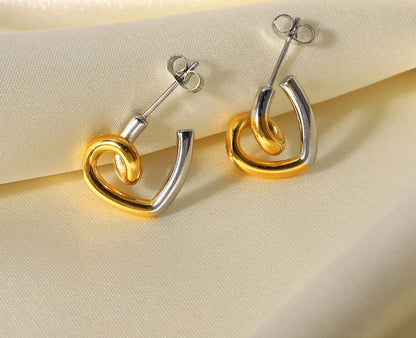 1 Pair Simple Style Color Block Plating Titanium Steel Gold Plated Ear Studs