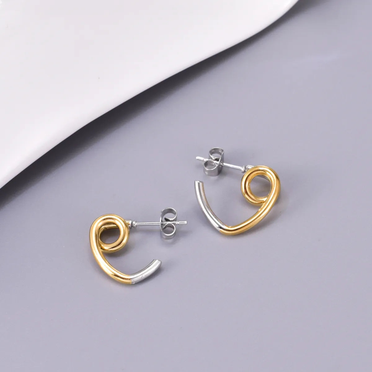 1 Pair Simple Style Color Block Plating Titanium Steel Gold Plated Ear Studs