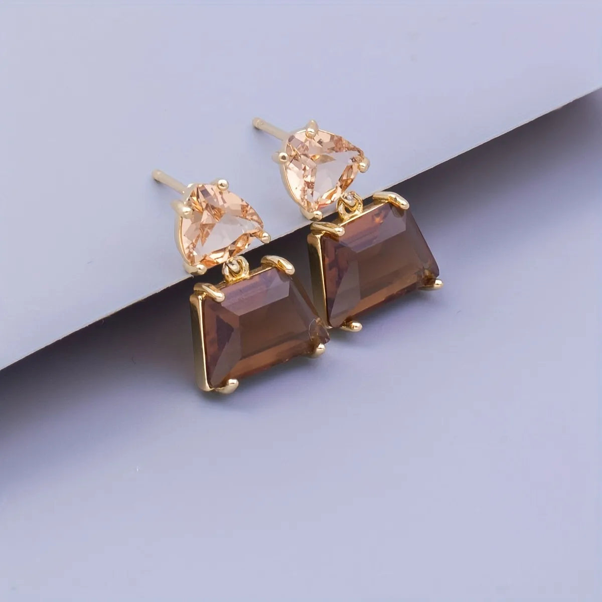 1 Pair Simple Style Commute Bag Plating Inlay Copper Artificial Gemstones Glass Glass Stone Gold Plated Drop Earrings