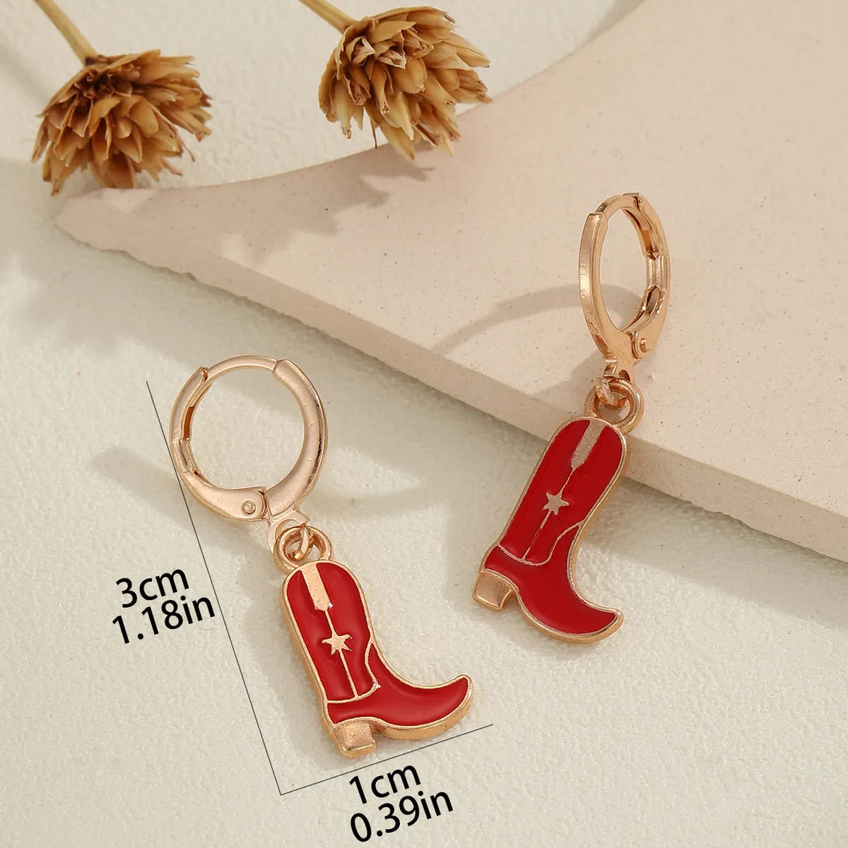 1 Pair Simple Style Commute Boots Enamel Plating Alloy Gold Plated Drop Earrings