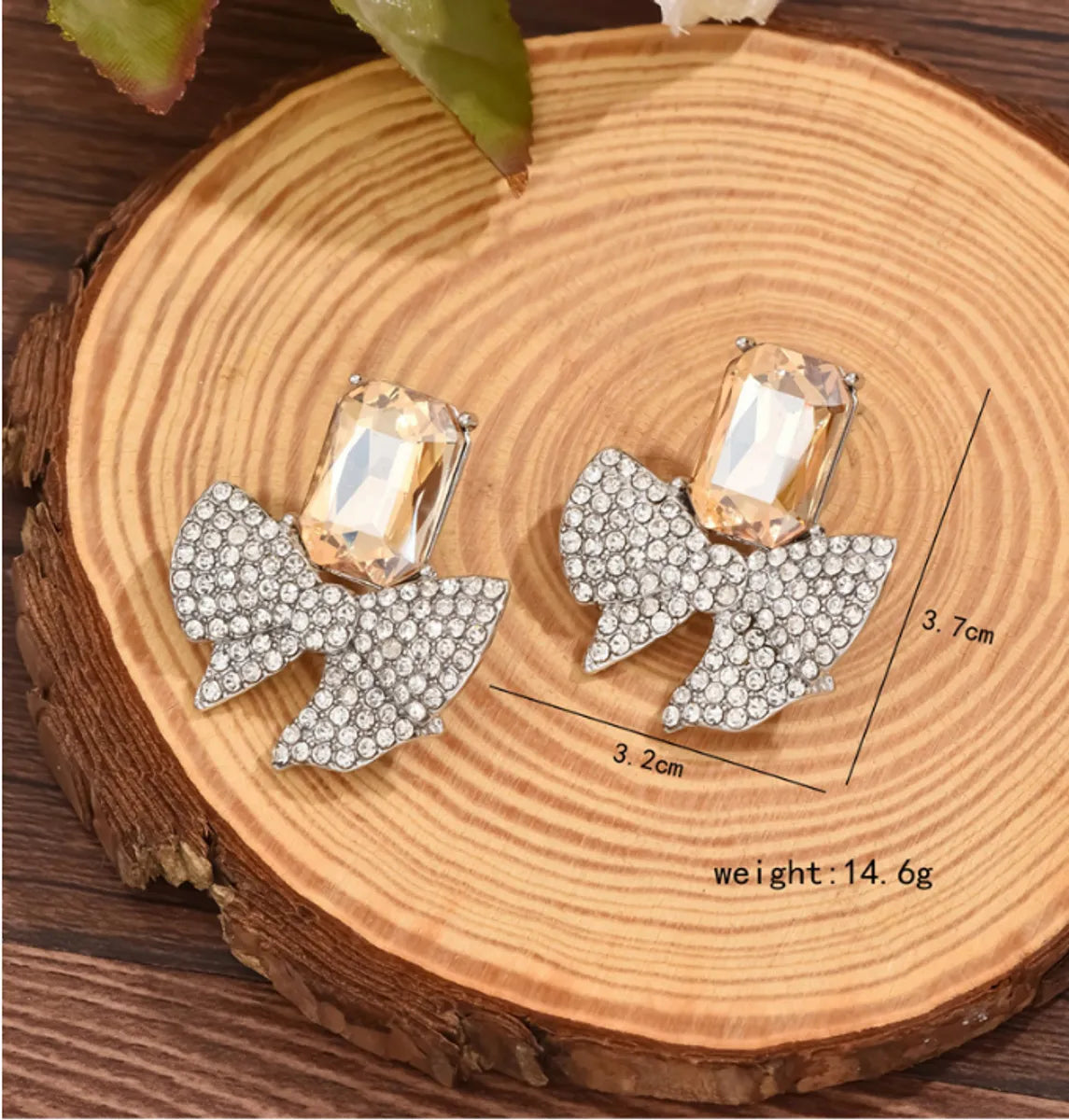 1 Pair Simple Style Commute Bow Knot Inlay Alloy Rhinestones Ear Studs