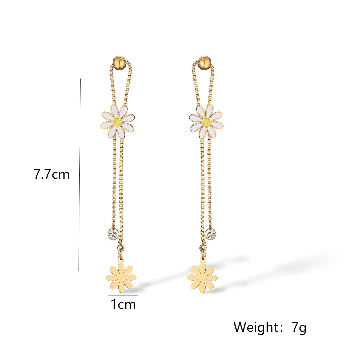 1 Pair Simple Style Commute Butterfly Daisy Plating Inlay Copper Zircon 18k Gold Plated Drop Earrings