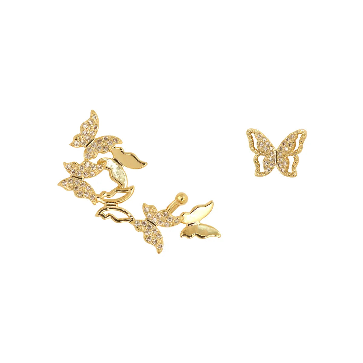 1 Pair Simple Style Commute Butterfly Plating Inlay Copper Zircon 18K Gold Plated Ear Studs