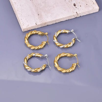 1 Pair Simple Style Commute C Shape 304 Stainless Steel Titanium Steel 18K Gold Plated Earrings