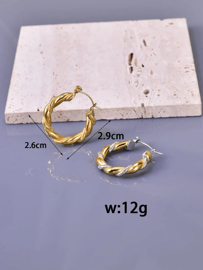 1 Pair Simple Style Commute C Shape 304 Stainless Steel Titanium Steel 18K Gold Plated Earrings