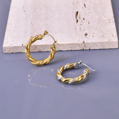 1 Pair Simple Style Commute C Shape 304 Stainless Steel Titanium Steel 18K Gold Plated Earrings