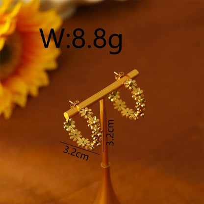 1 Pair Simple Style Commute C Shape Daisy Twist Layered Polishing Plating 304 Stainless Steel 18K Gold Plated White Gold Plated Earrings Ear Studs