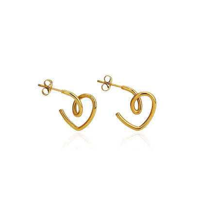 1 Pair Simple Style Commute C Shape Heart Shape 304 Stainless Steel 18K Gold Plated Ear Studs