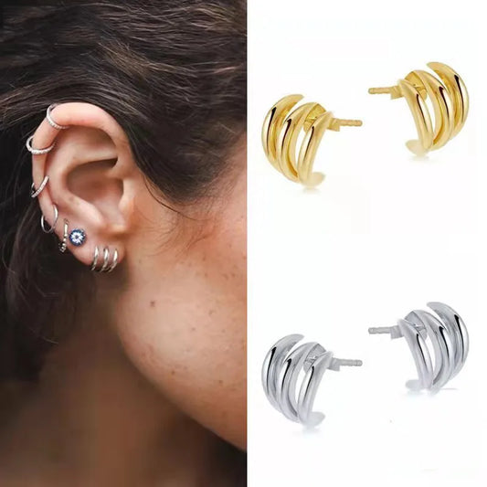 1 Pair Simple Style Commute C Shape Lines Plating Copper Ear Studs