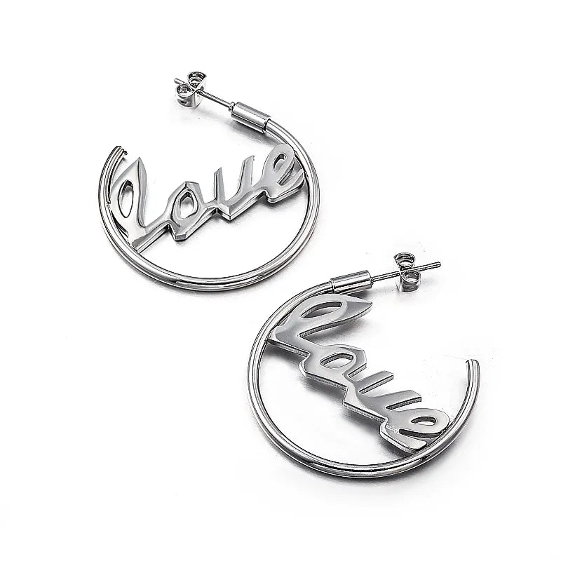 1 Pair Simple Style Commute C Shape Love Plating 304 Stainless Steel 18K Gold Plated Earrings