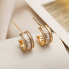 1 Pair Simple Style Commute C Shape Plating Inlay Copper Zircon 18k Gold Plated Earrings