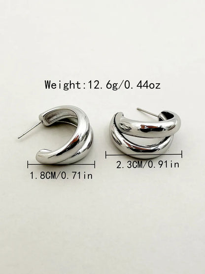 1 Pair Simple Style Commute C Shape Polishing Stainless Steel Ear Studs