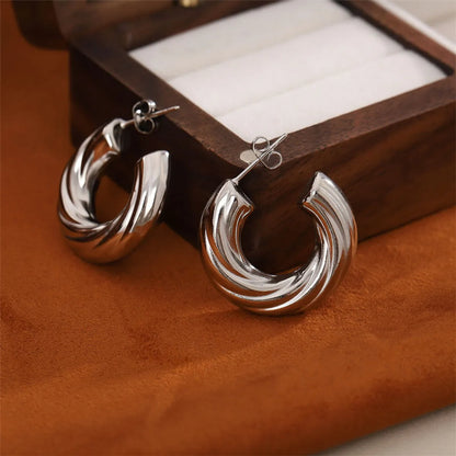 1 Pair Simple Style Commute C Shape Stainless Steel Ear Studs