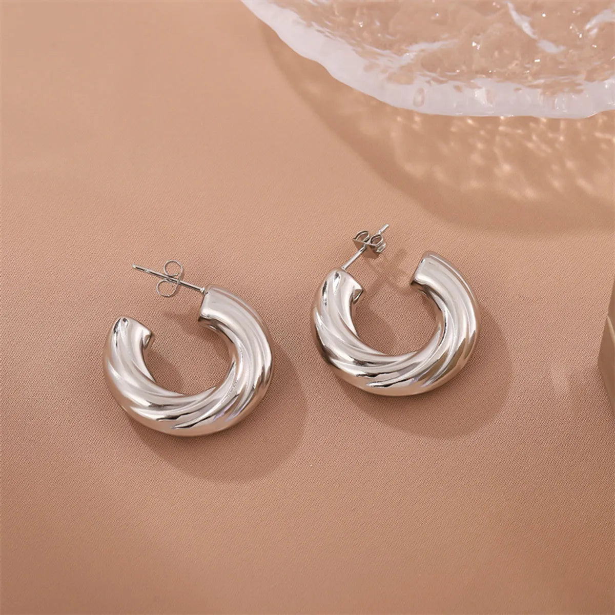 1 Pair Simple Style Commute C Shape Stainless Steel Ear Studs