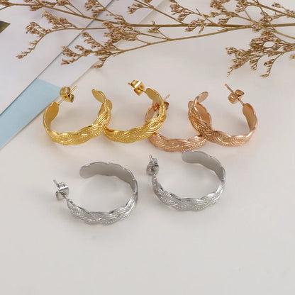 1 Pair Simple Style Commute C Shape Plating Stainless Steel 18K Gold Plated Rose Gold Plated Ear Studs