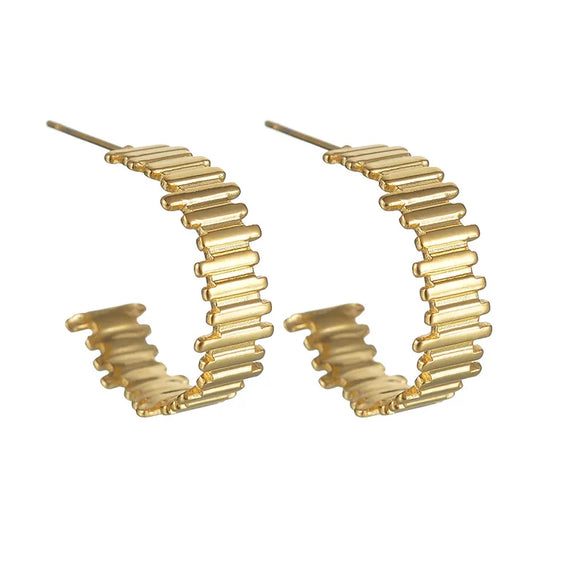 1 Pair Simple Style Commute C Shape Stripe Plating 304 Stainless Steel 18K Gold Plated Earrings