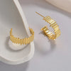1 Pair Simple Style Commute C Shape Stripe Plating 304 Stainless Steel 18K Gold Plated Earrings