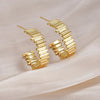 1 Pair Simple Style Commute C Shape Stripe Plating 304 Stainless Steel 18K Gold Plated Earrings