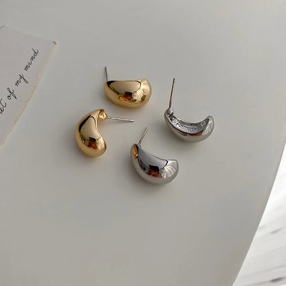 1 Pair Simple Style Commute C Shape Water Droplets Plating Alloy Earrings