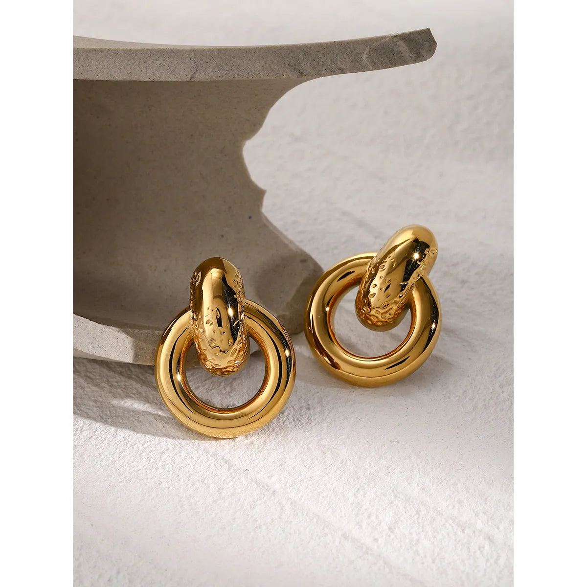 1 Pair Simple Style Commute Circle 316 Stainless Steel  18K Gold Plated Drop Earrings