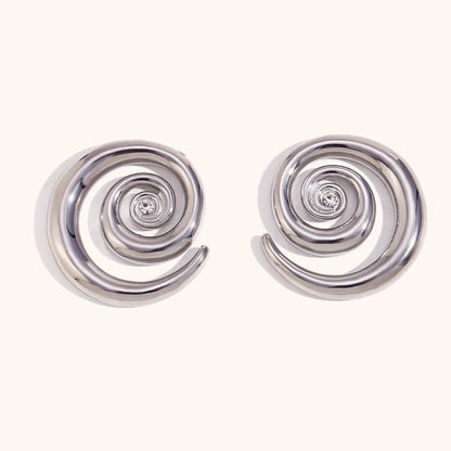 1 Pair Simple Style Commute Circle Lines Plating Stainless Steel Zircon 18K Gold Plated Ear Studs