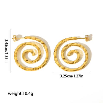 1 Pair Simple Style Commute Circle Lines Polishing Plating Stainless Steel 18k Gold Plated Ear Studs