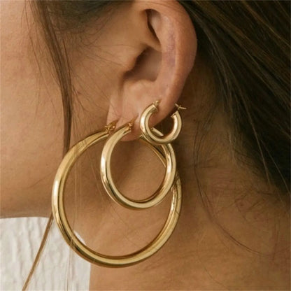 1 Pair Simple Style Commute Circle Plating 304 Stainless Steel 18K Gold Plated Earrings