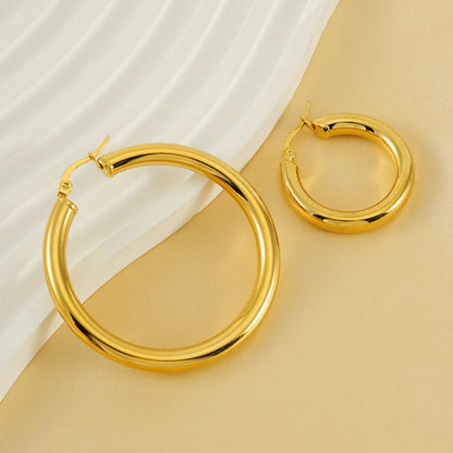 1 Pair Simple Style Commute Circle Plating 304 Stainless Steel 18K Gold Plated Earrings