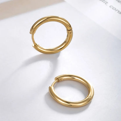 1 Pair Simple Style Commute Circle Plating Stainless Steel 14k Gold Plated 18k Gold Plated White Gold Plated Hoop Earrings