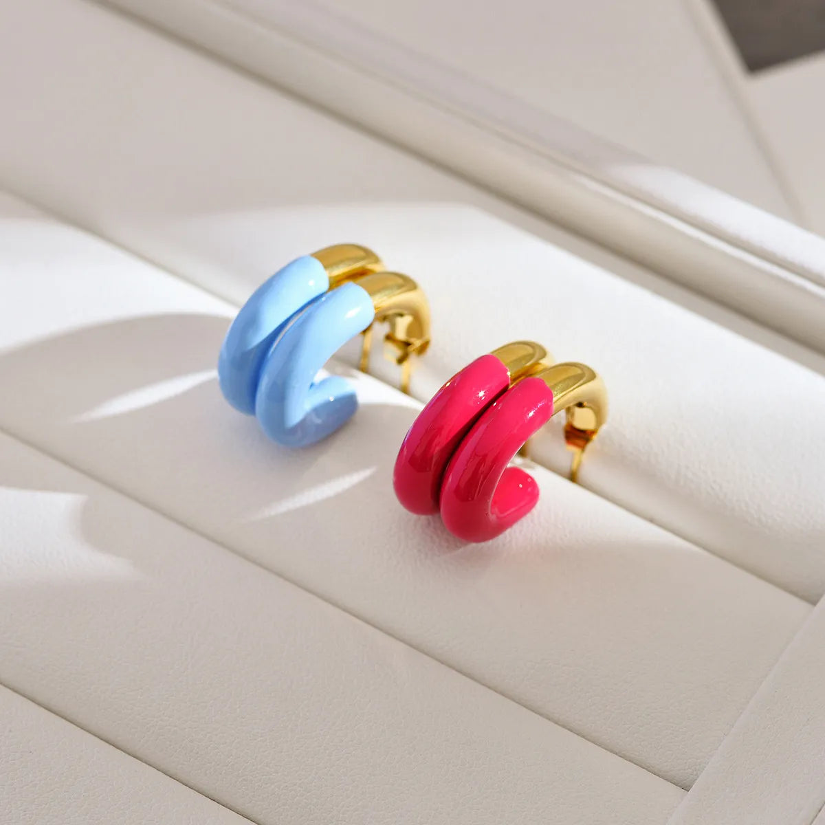 1 Pair Simple Style Commute Color Block Enamel Stainless Steel Ear Studs