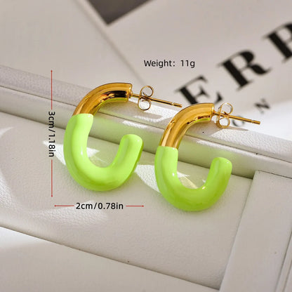 1 Pair Simple Style Commute Color Block Enamel Stainless Steel Ear Studs