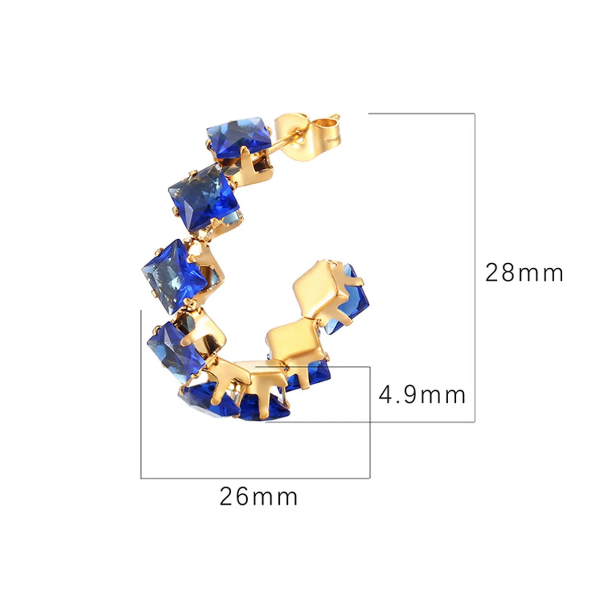 1 Pair Simple Style Commute Color Block Inlay 201 Stainless Steel Zircon 18K Gold Plated Earrings