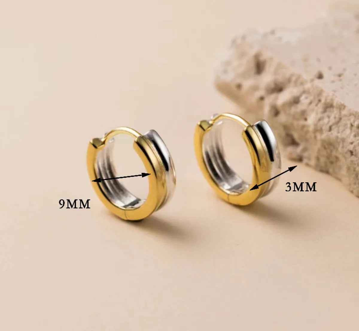 1 Pair Simple Style Commute Color Block Layered Plating Stainless Steel 18k Gold Plated Earrings