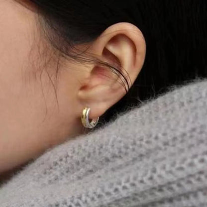 1 Pair Simple Style Commute Color Block Layered Plating Stainless Steel 18k Gold Plated Earrings