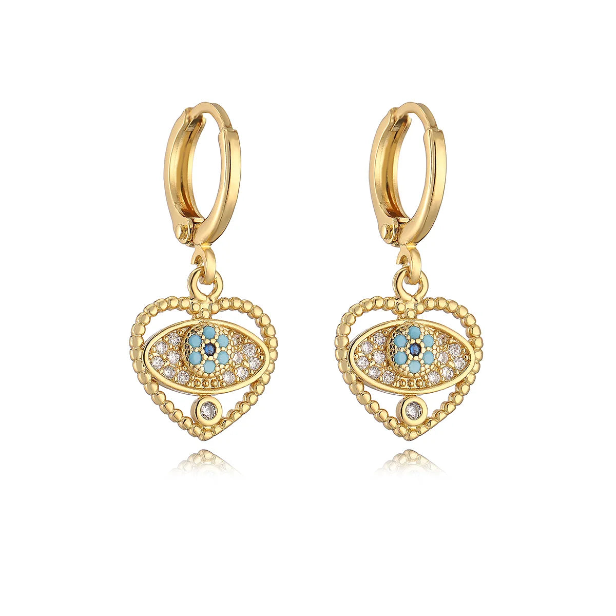 1 Pair Simple Style Commute Color Block Plating Inlay Copper Zircon 18k Gold Plated Drop Earrings