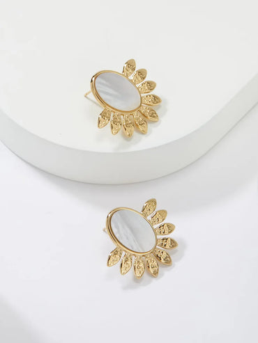 1 Pair Simple Style Commute Color Block Plating Inlay Stainless Steel Shell 18k Gold Plated Ear Studs