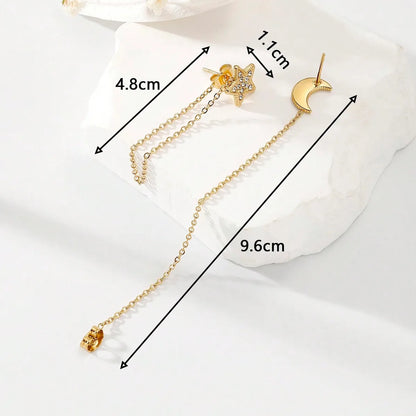 1 Pair Simple Style Commute Color Block Plating Inlay 304 Stainless Steel Zircon 14K Gold Plated Drop Earrings