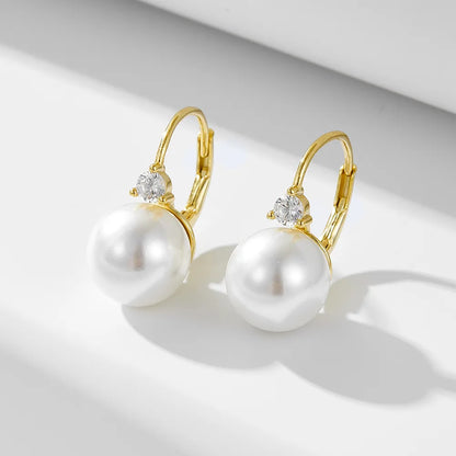 1 Pair Simple Style Commute Color Block Plating Inlay Sterling Silver Pearl 14k Gold Plated Rhodium Plated Drop Earrings